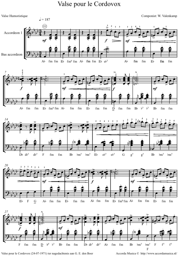 Valse Pour Le Cordovox (Accordeon solo) - Afbeelding 2